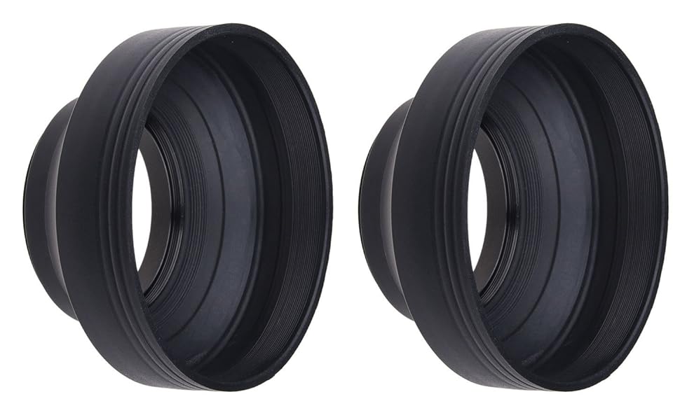Camera Lens Hood 52mm Rubber Set of 2 Collapsible in