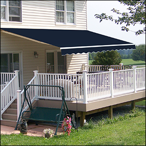 Amazon Com Diensweek Patio Awning Retractable Fully Assembled 12 X8 Manual Commercial Grade Awnings Quality 100 280g Ployester Window Door Sunshade Shelter Deck Canopy Balcony P100 Series Navy Blue