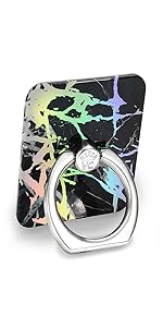 holo black marble phone ring