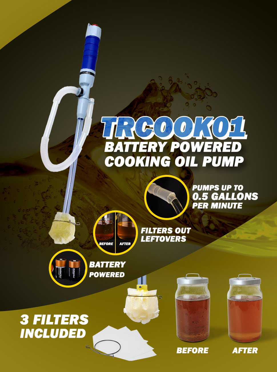 Amazon.com: TERAPUMP Cooking Oil Filter Pump (Battery Operated
