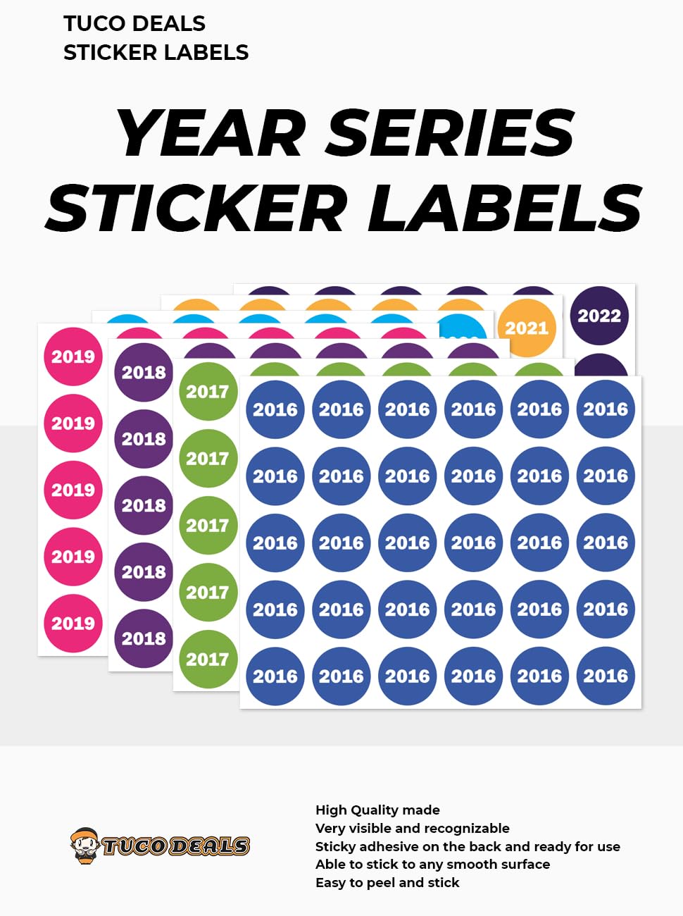2017 Year Labels Stickers, 0.75" Round Lime Green Color