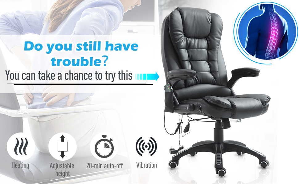 Executive Ergonomic Heated Vibrating Computer Desk Office