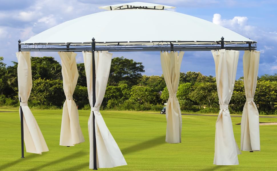 Amazon Com Outsunny 11 5 Steel Fabric Round Soft Top Outdoor