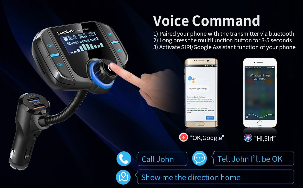 (Upgraded Version) Bluetooth FM Transmitter, Sumind