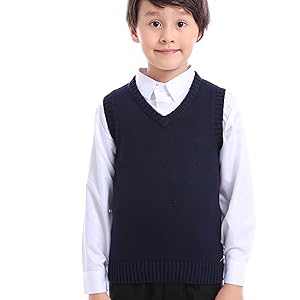 Amazon.com: TopTie Kid Uniform Sweater Vest V-Neck Cotton