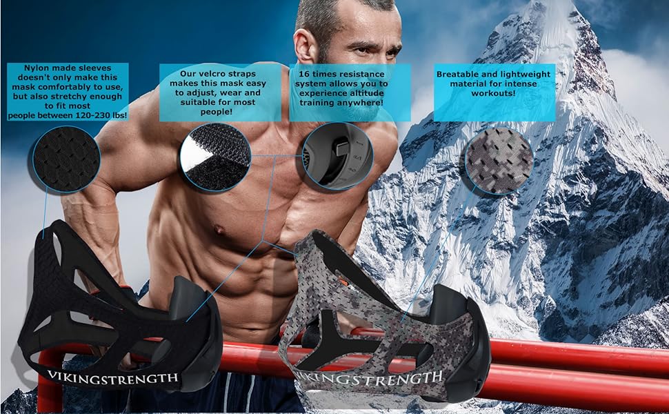 Vikingstrength Training Fitness Oxygen Mask Workout Mask for Running Biking MMA