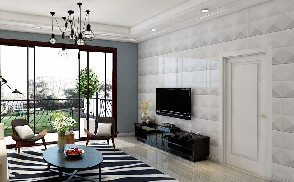 Amazon Com Art3d Eco 3d Wall Panels Textured Design Board White 12 Tiles 32 Sq Ft Clothing