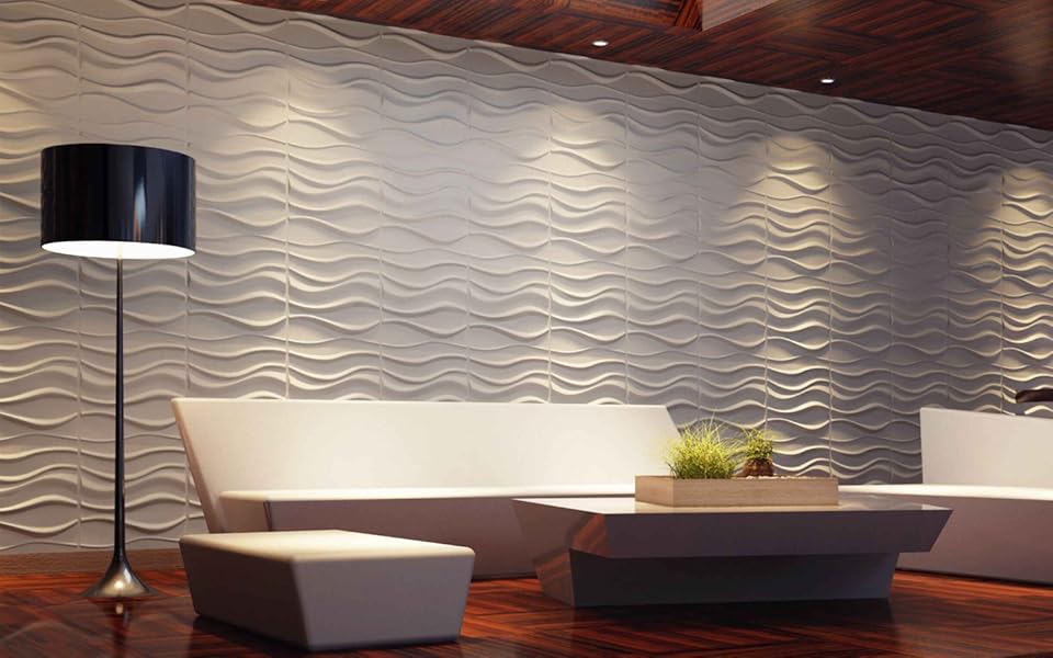 Art3d Decorative 3D Wavy Wall Panel Design Pack of 12 Tiles 32 Sq Ft