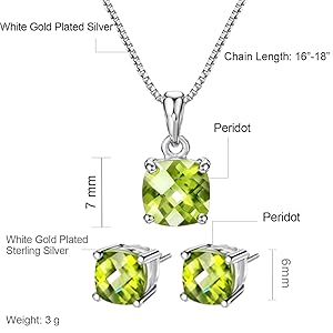 Amazon.com: Mints S925 2ct Peridot Jewelry Set Sterling