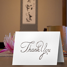 silver foil thank you card white with envelope