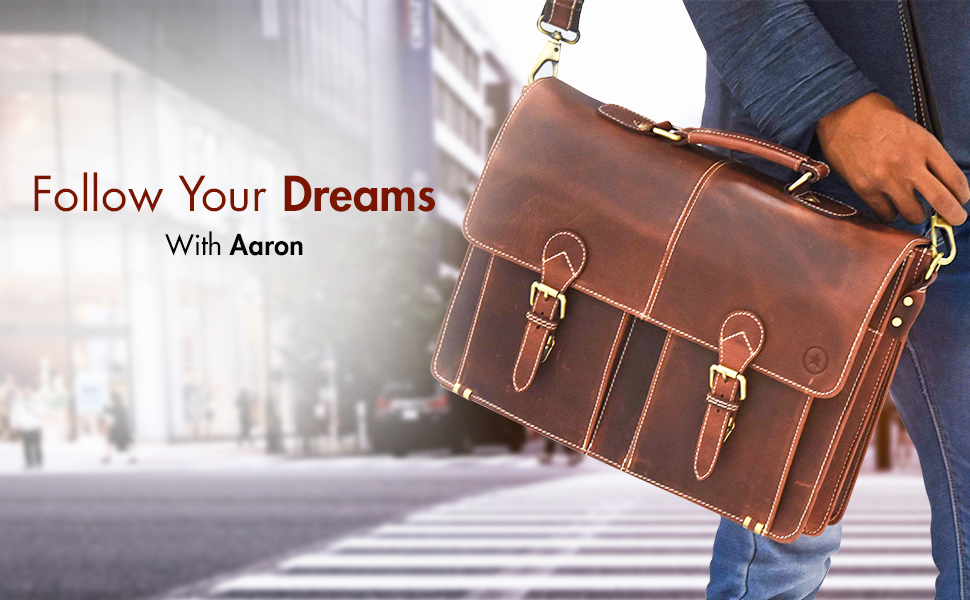 aaron leather messenger bag