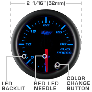 Tinted 7 Color 30 PSI Fuel Pressure Gauge
