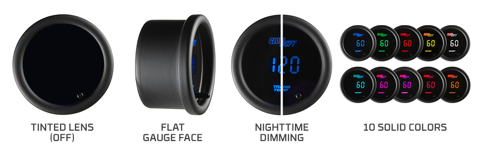 Tinted Lens Flat Gauge Face Nighttime Dimming 10 Solid Colors