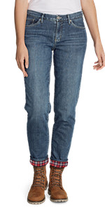ladies flannel lined jeans elastic waist