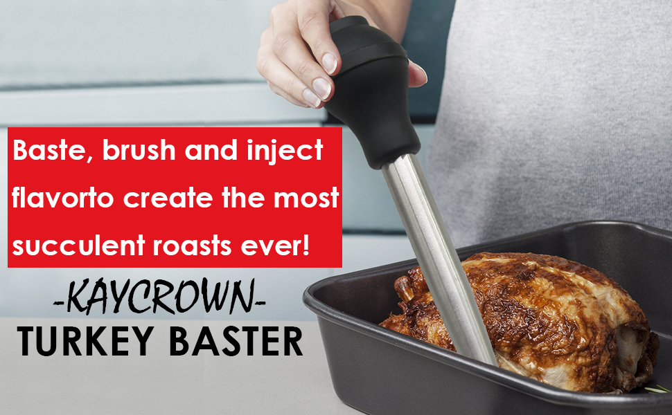 Kaycrown Stainless Steel Turkey Baster with BBQ/Grill