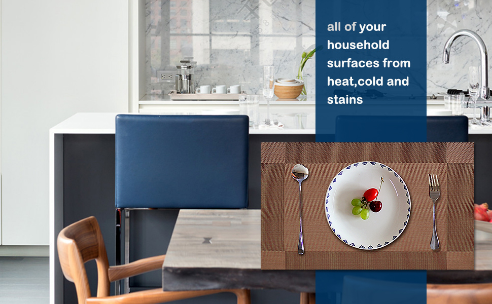 Candumy Brown Table Mats, NonSlip Insulation Washable Heat