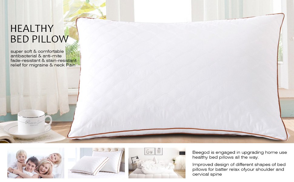 Amazon.com: beegod Bed Pillow Better Sleeping, Super Soft & Comfortable, Best Home + Hotel 