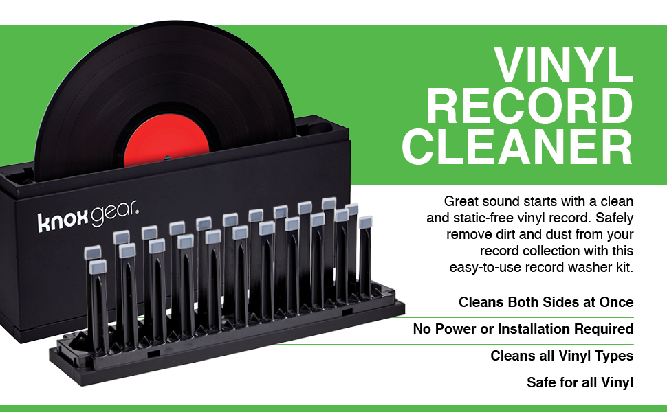 Knox Vinyl Record Cleaner Spin Kit Washer Basin, Air Drying Rack, Cleaning Fluid