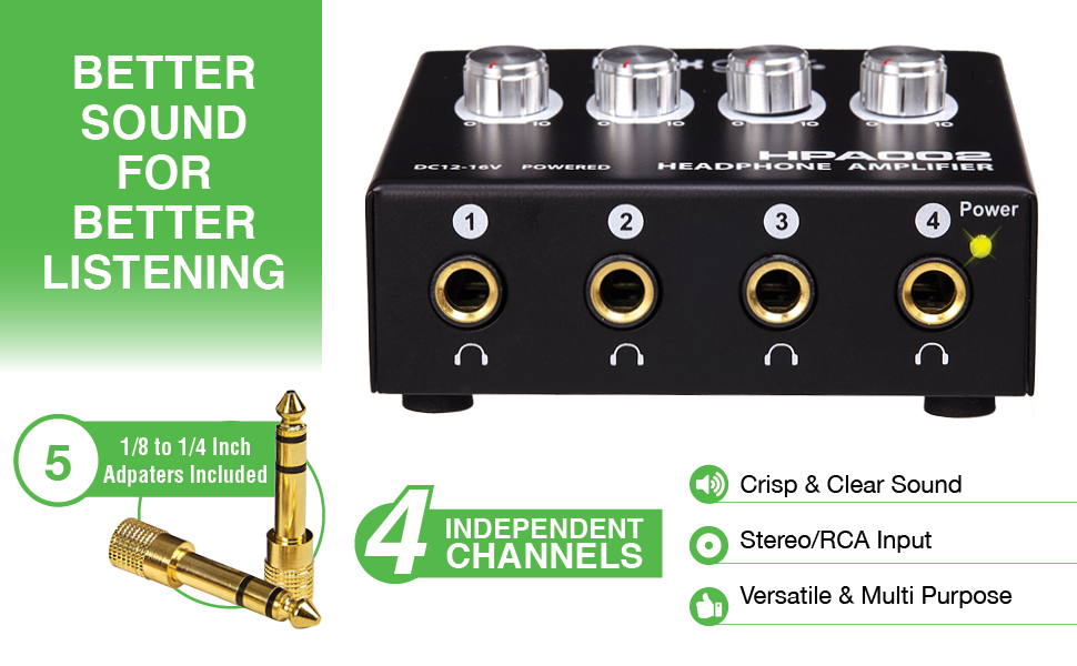 Knox Four Channel Headphone Amplifier Ultra Compact Independent Multichannel