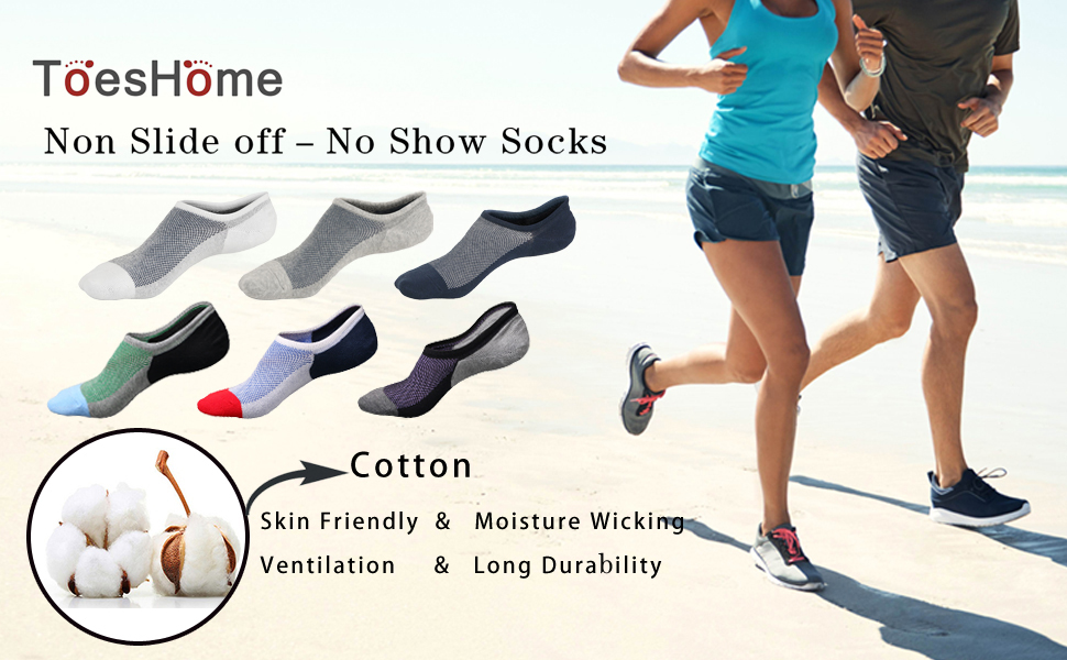 Mens No Show Low Cut Non Slip Socks 6 Pack Casual Crew