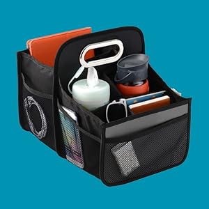 car seat organizer with driving accessories