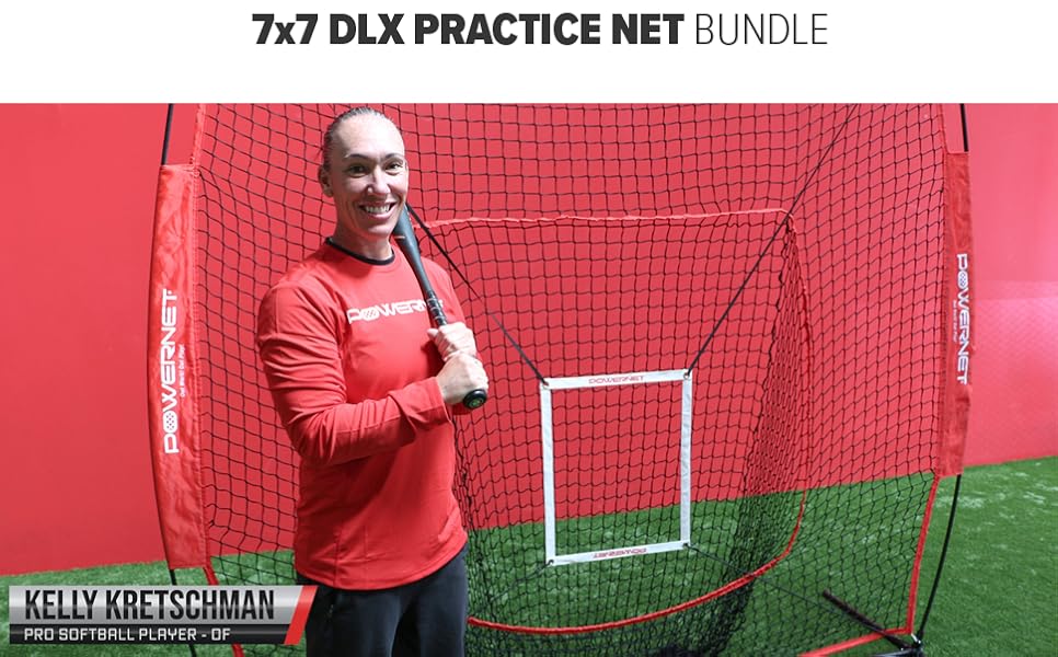 DLX 7x7 Baseball and Softball Hitting Net Bundle with Strike