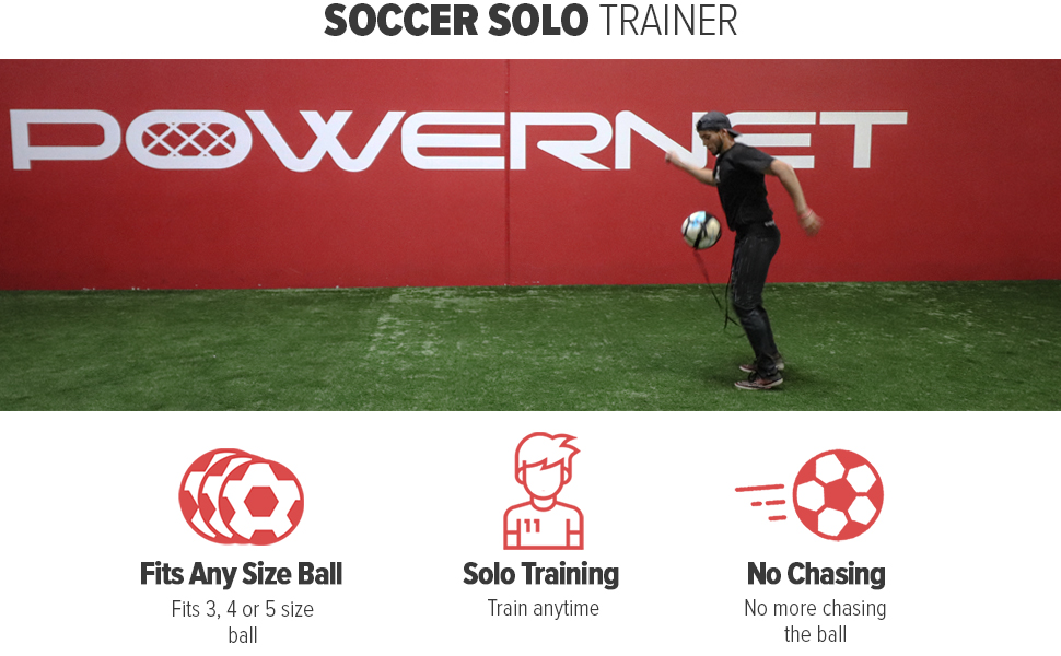 Solo practice with the PowerNet Soccer Solo Trainer for max touches in small spaces.