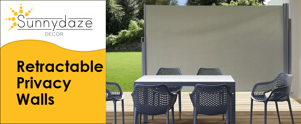Sunnydaze Patio Retractable Privacy Wall Outdoor Folding Screen