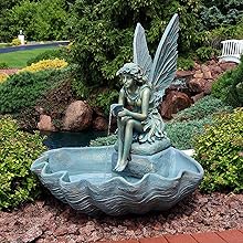 Amazon Com Sunnydaze Fairy Shell Outdoor Water Fountain Garden