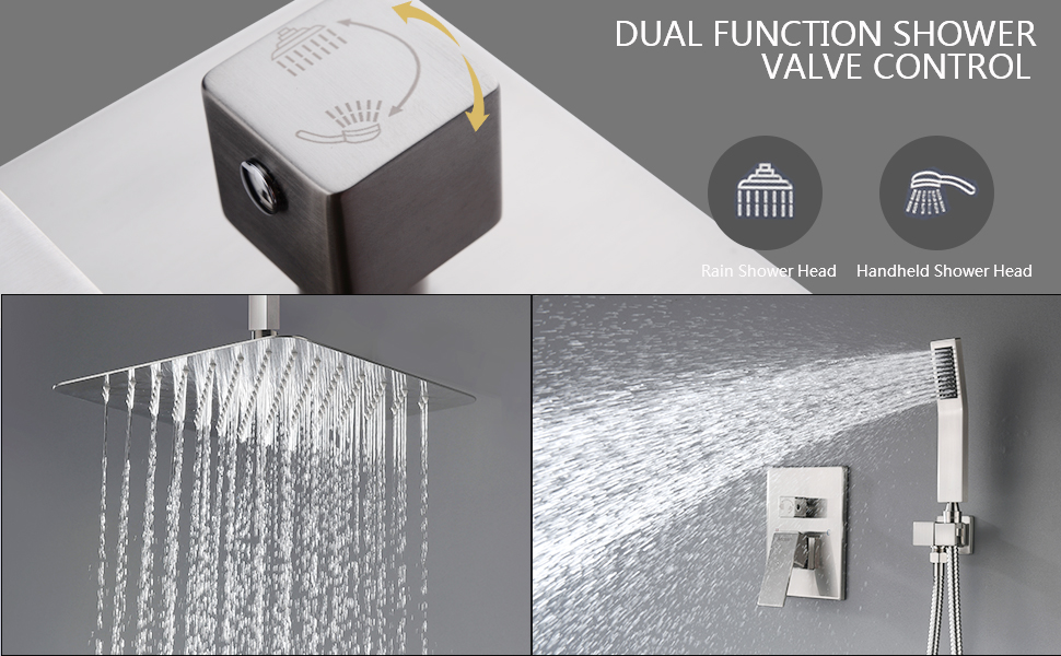 Artbath Ceiling Mount Shower System Brushed Nickel With 12 Inch