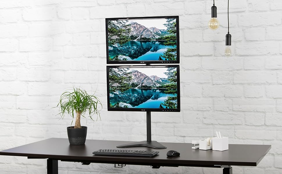 VIVO Dual Monitor Desk Stand Freestanding LCD mount, Holds
