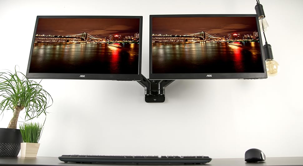 VIVO Height Adjustable Pneumatic Extended Arm Dual Monitor
