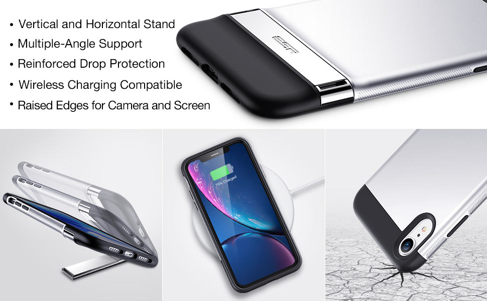 ESR Metal Kickstand Case for iPhone XR, [Vertical and
