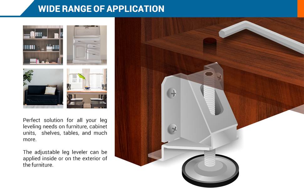 Rok Hardware 4 Pack Heavy Duty 8000 LB Capacity Adjustable Furniture