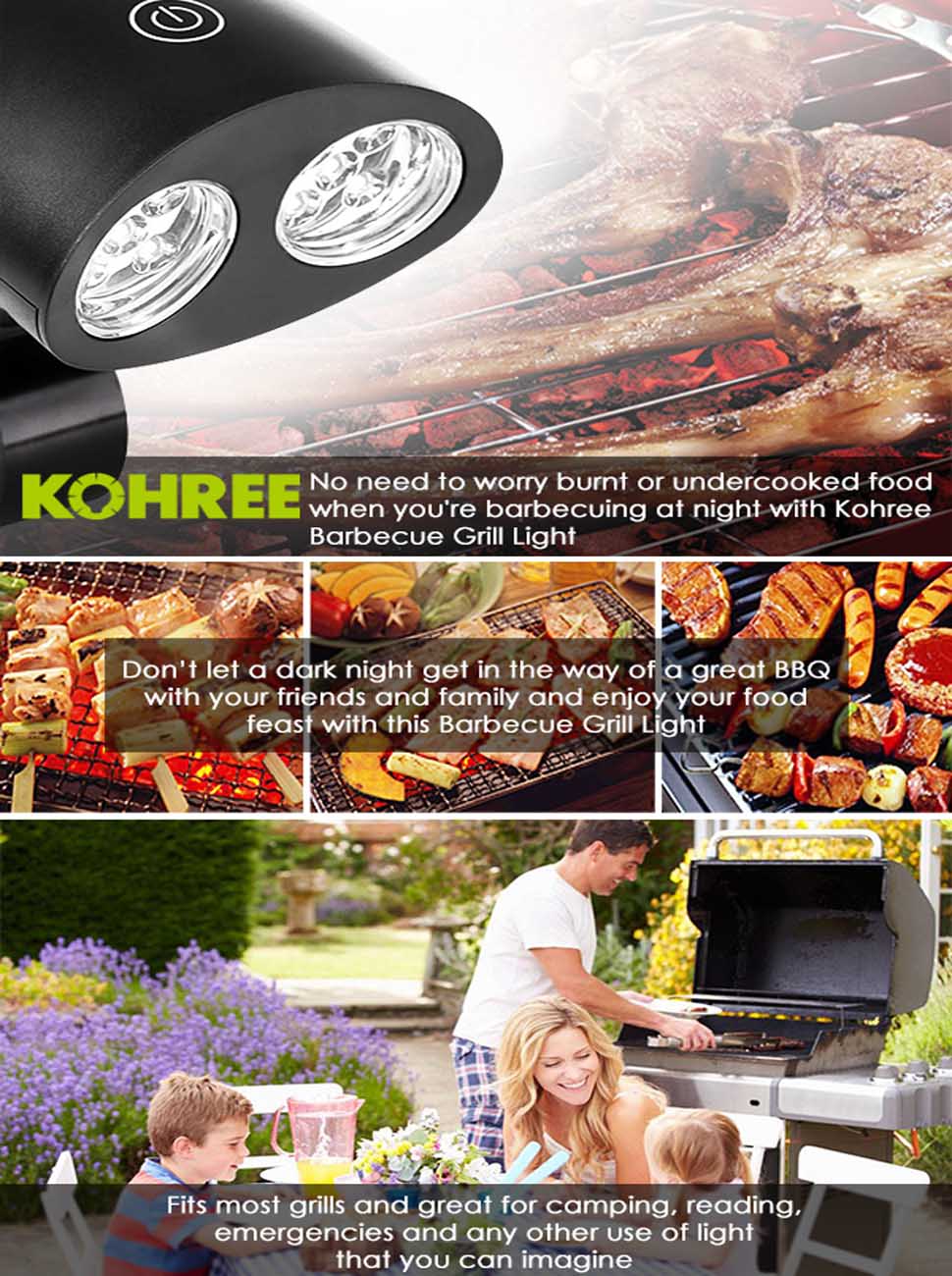 Kohree Bright Barbecue Grill Light Handle Mount BBQ Light for Grilling,10 LED Lights