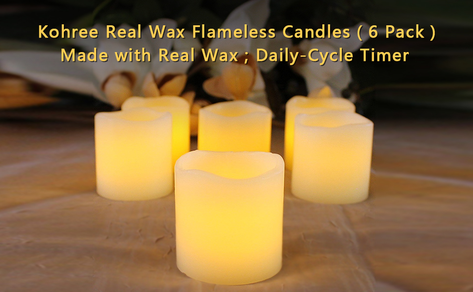 Kohree Real Wax Flameless Candles with Builtin DailyCycle Timer