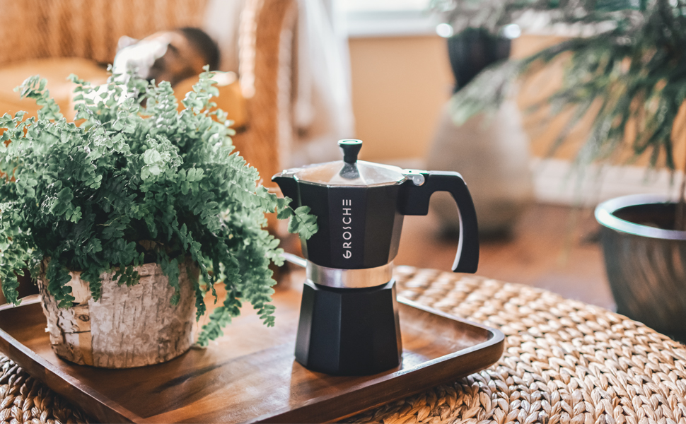 GROSCHE Milano Stovetop Espresso Maker Moka Pot 6 Espresso Cup 9.3 oz