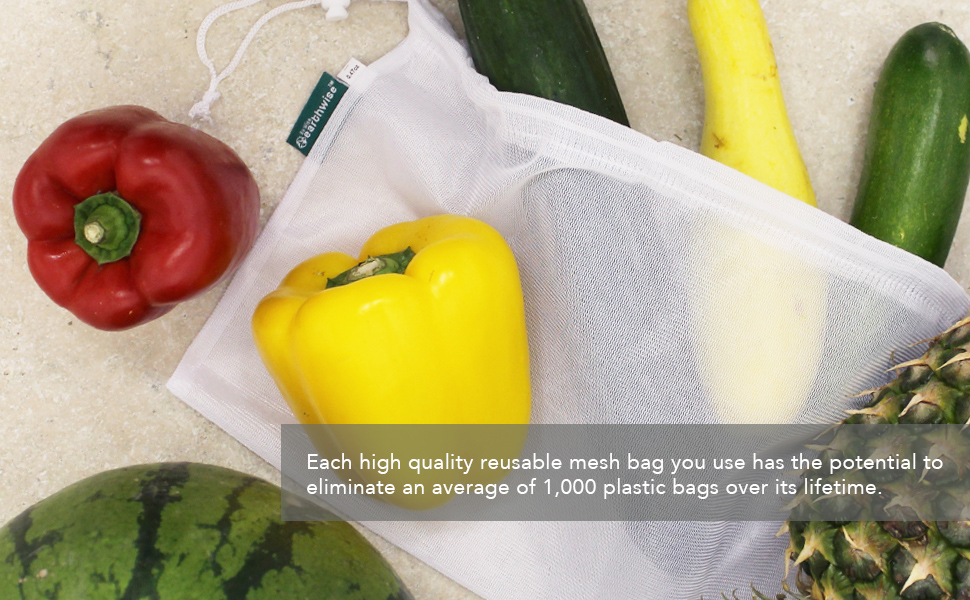 Earthwise Reusable Mesh Produce Bags TARE WEIGHT TAGS on
