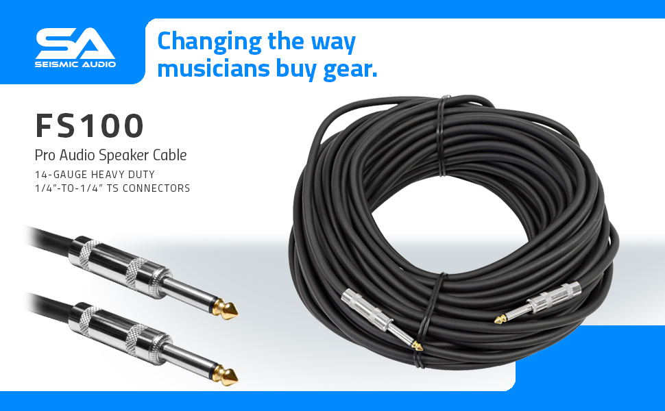 Seismic Audio 100 Feet 1/4" to 1/4 Pro Audio Speaker