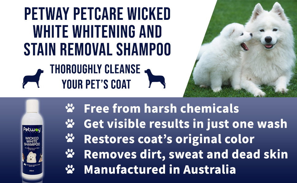 Petway Petcare Wicked White Whitening And Stain Removal Shampoo For Dogs With White
