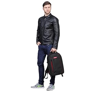 The waterproof camera backpack features a classic DSLR backpack design with contemporary styling
