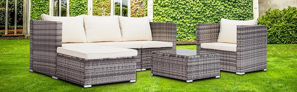Amazon Com Mecor Wicker Patio Furniture Set 6 Piece Outdoor