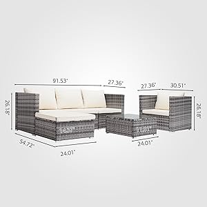 Amazon Com Mecor Wicker Patio Furniture Set 6 Piece Outdoor