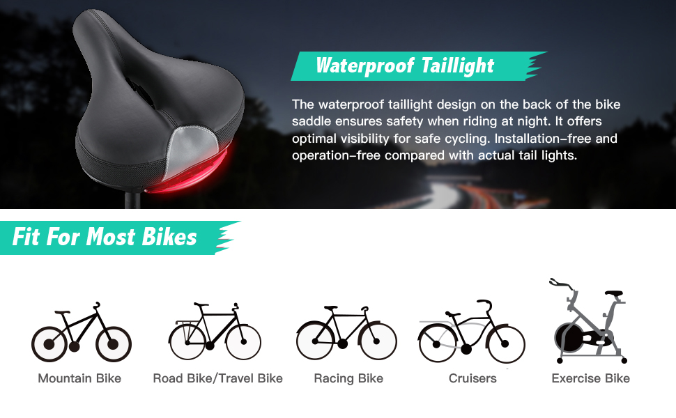 Women And Men Bicycle Saddle Fit Most Bikes Memory Foam Padded