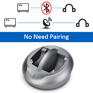 no need pairing for headphones and transmitter