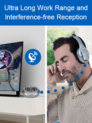 long range wireless headphones with interference-free reception