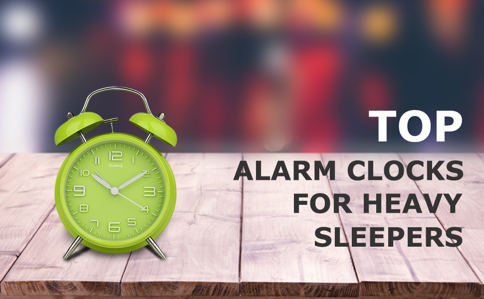 Peakeep 4" Twin Bell Green Alarm Clock, Battery Operated