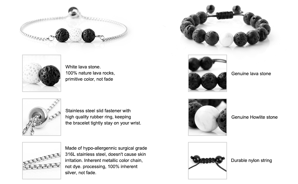 Maromalife Lava Stone Diffuser Bracelet, Essential Oil
