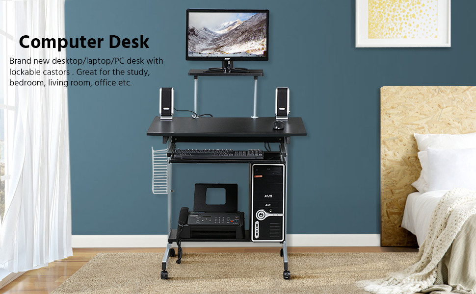 Topeakmart Home Office Mobile Computer Cart Desk with