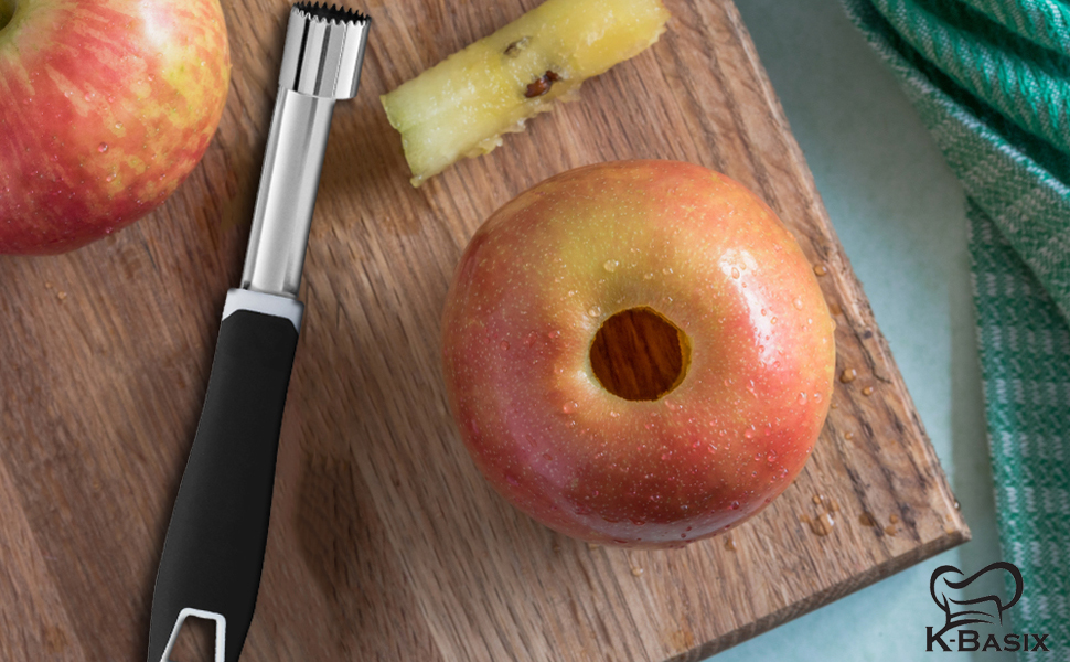 K BASIX Apple Corer Stainless Steel with Soft Rubber Handle